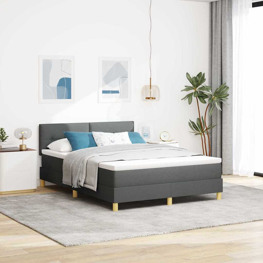 Boxspring bed met matras Donkergrijs 140 x 190 cm Stof
