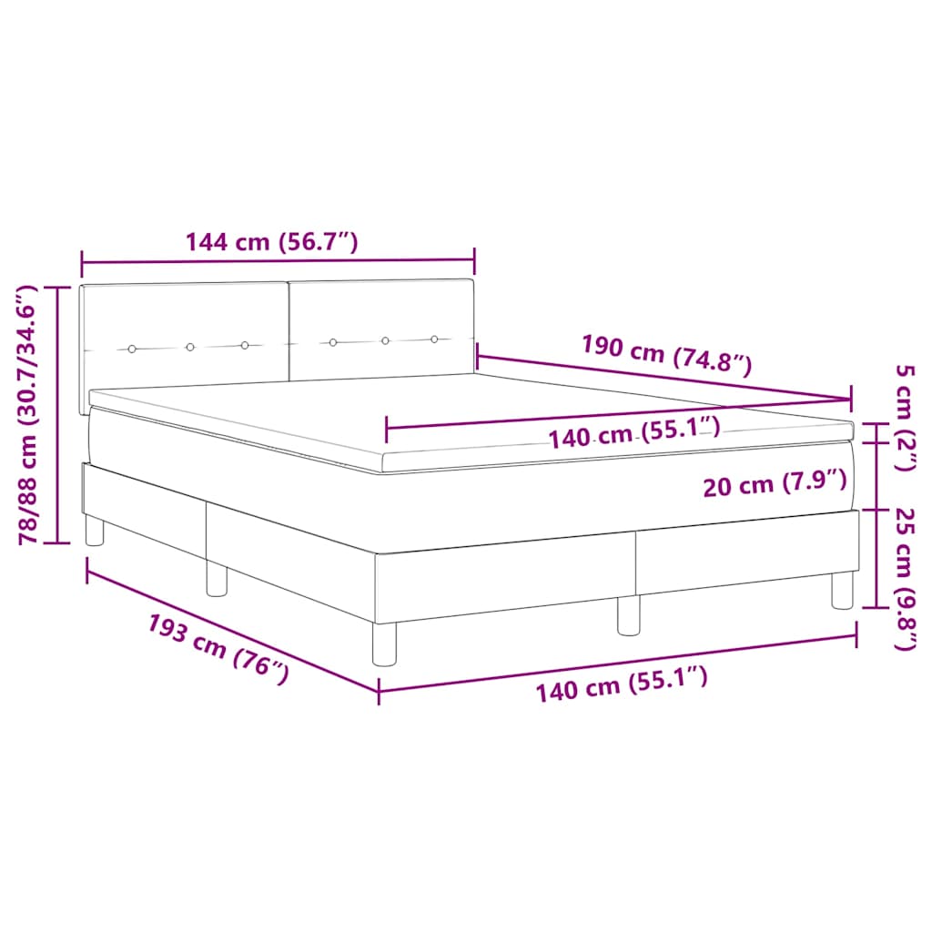 Boxspring bed met matras Donkergrijs 140 x 190 cm Stof