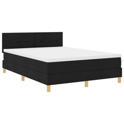 Boxspring bed met matras met hoofdeinde Zwart 140 x 190 cm Stof