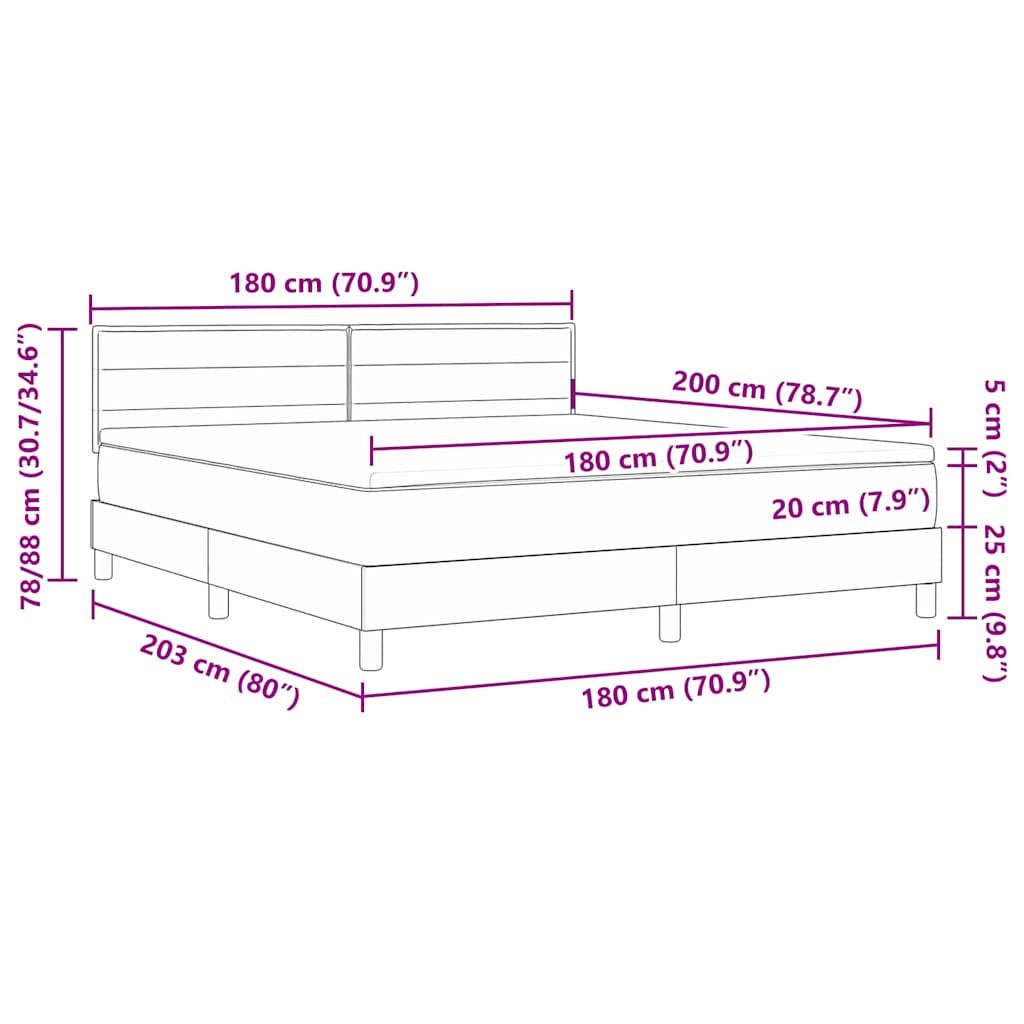 LED Box Spring Bed met hoofdeinde Donkergrijs 180 x 200 cm Stof