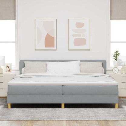 LED Box Spring Bed met hoofdeinde Lichtgrijs 200 x 200 cm Stof