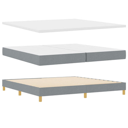 LED Box Spring Bed met hoofdeinde Lichtgrijs 200 x 200 cm Stof