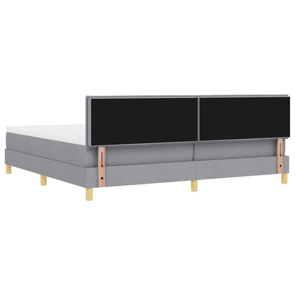 LED Box Spring Bed met hoofdeinde Lichtgrijs 200 x 200 cm Stof
