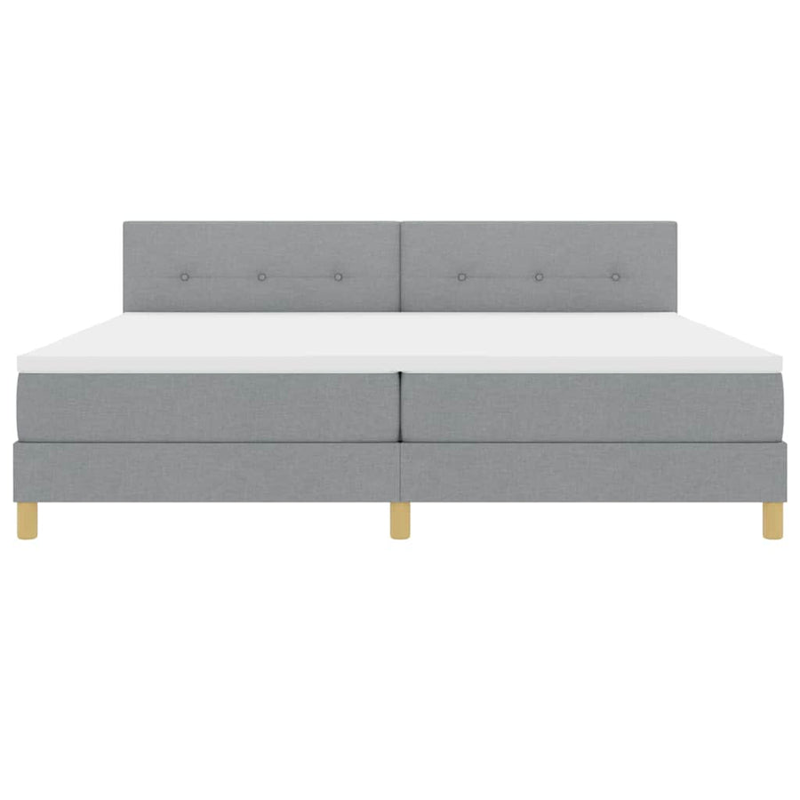LED Box Spring Bed met hoofdeinde Lichtgrijs 200 x 200 cm Stof
