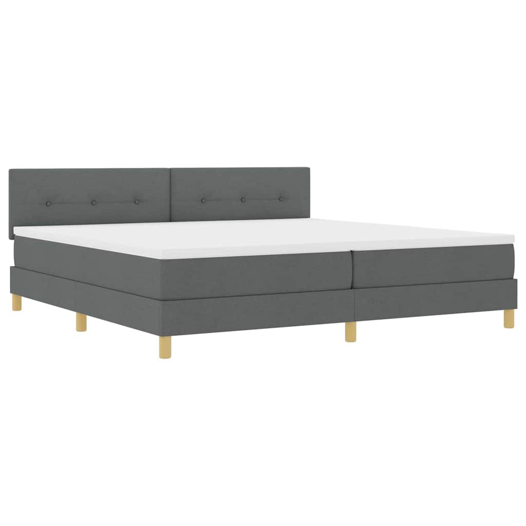 LED Box Spring Bed met hoofdeinde Donkergrijs 200 x 200 cm Stof