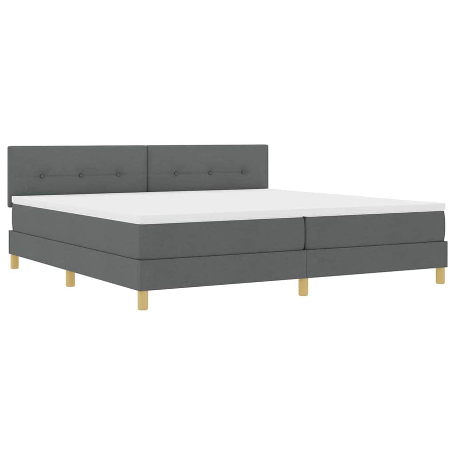 LED Box Spring Bed met hoofdeinde Donkergrijs 200 x 200 cm Stof
