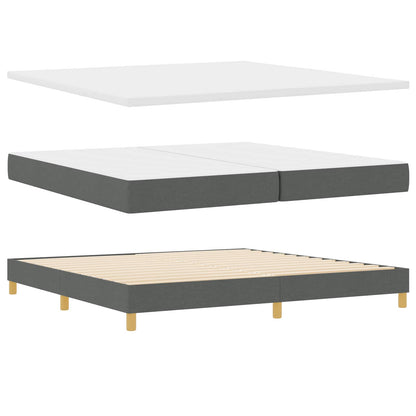 LED Box Spring Bed met hoofdeinde Donkergrijs 200 x 200 cm Stof