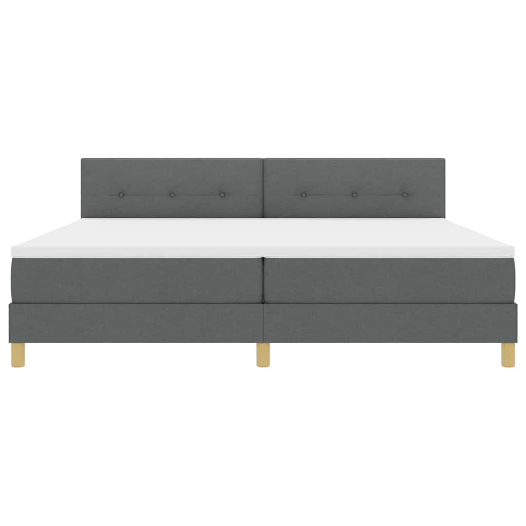 LED Box Spring Bed met hoofdeinde Donkergrijs 200 x 200 cm Stof