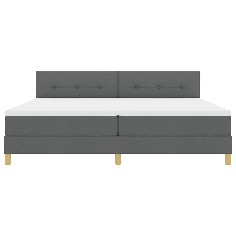 LED Box Spring Bed met hoofdeinde Donkergrijs 200 x 200 cm Stof