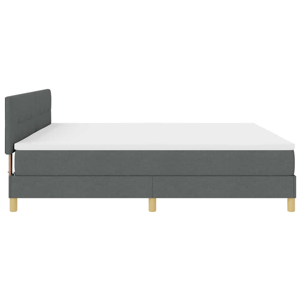 LED Box Spring Bed met hoofdeinde Donkergrijs 200 x 200 cm Stof