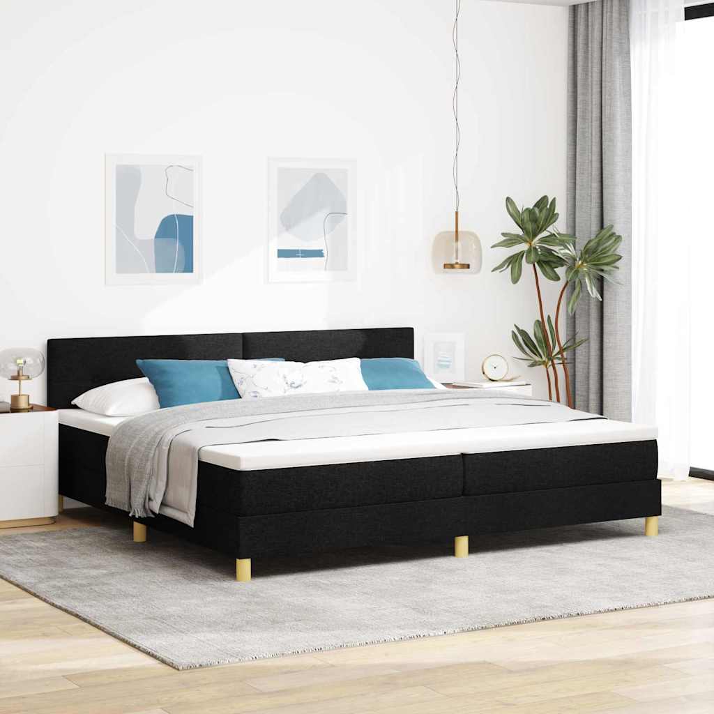 LED Box Spring Bed met hoofdeinde Zwart 200 x 200 cm Stof