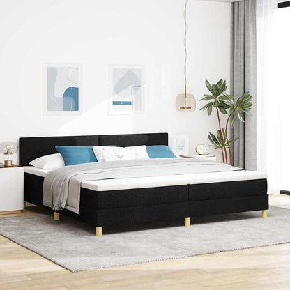 LED Box Spring Bed met hoofdeinde Zwart 200 x 200 cm Stof