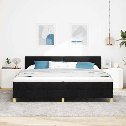 LED Box Spring Bed met hoofdeinde Zwart 200 x 200 cm Stof