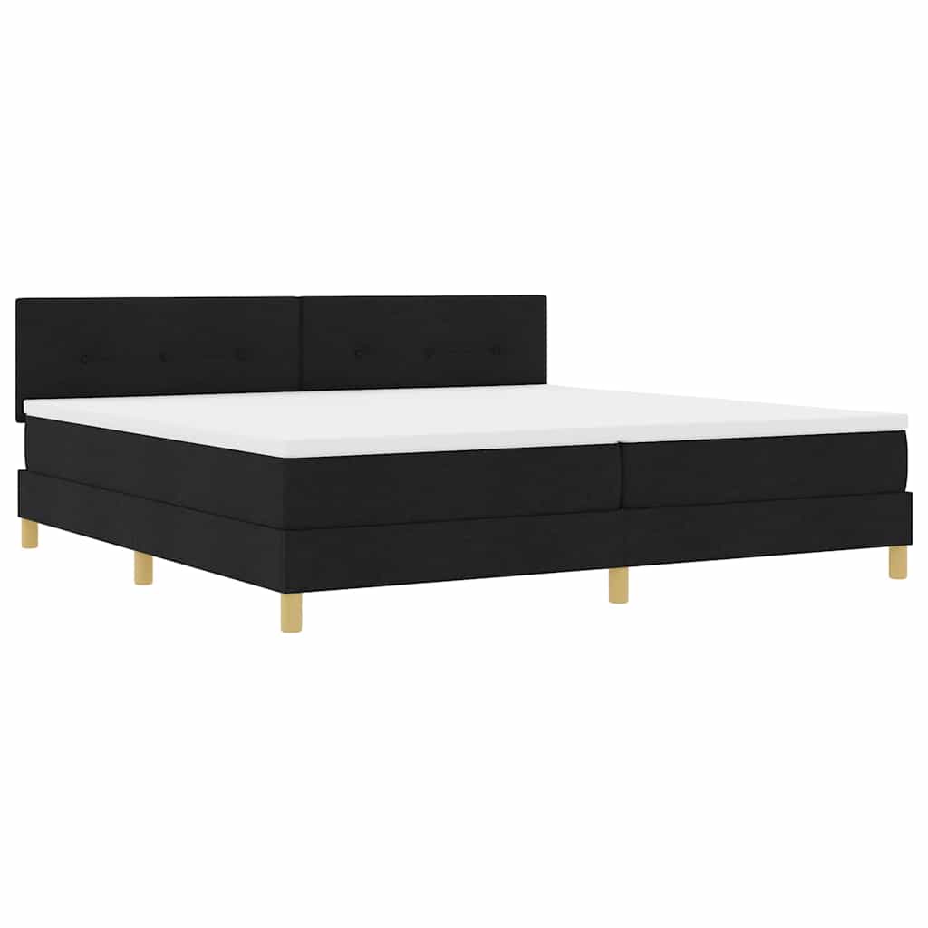 LED Box Spring Bed met hoofdeinde Zwart 200 x 200 cm Stof