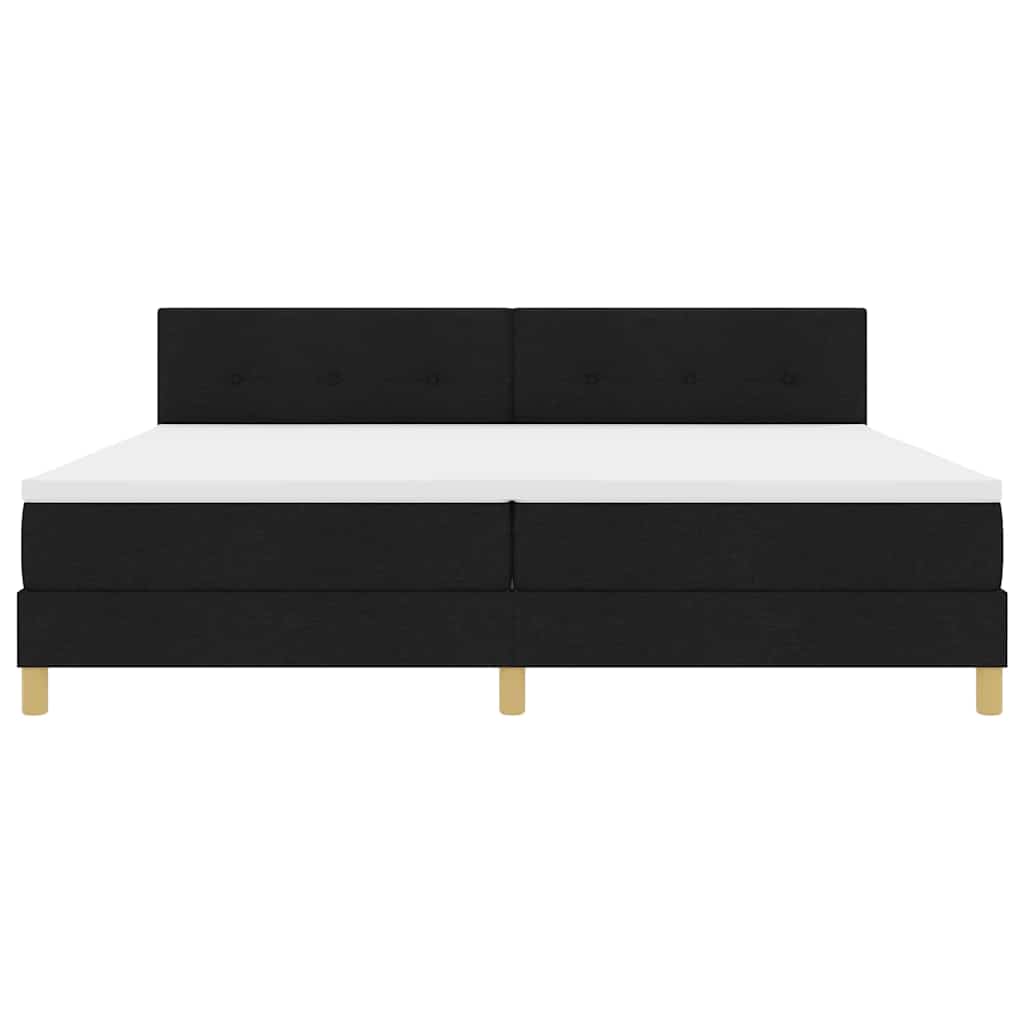 LED Box Spring Bed met hoofdeinde Zwart 200 x 200 cm Stof
