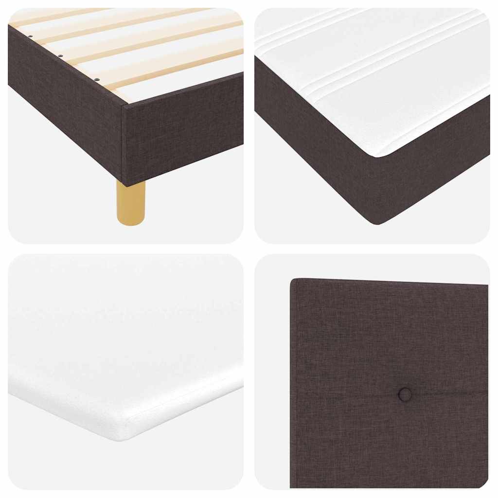 LED Box Spring Bed met hoofdeinde Donkerbruin 200 x 200 cm Stof