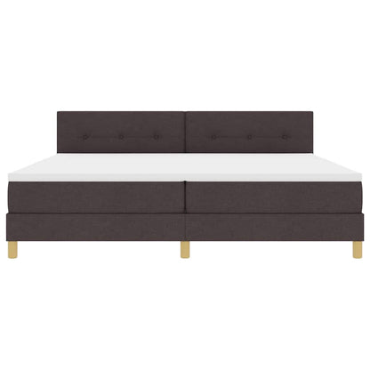 LED Box Spring Bed met hoofdeinde Donkerbruin 200 x 200 cm Stof