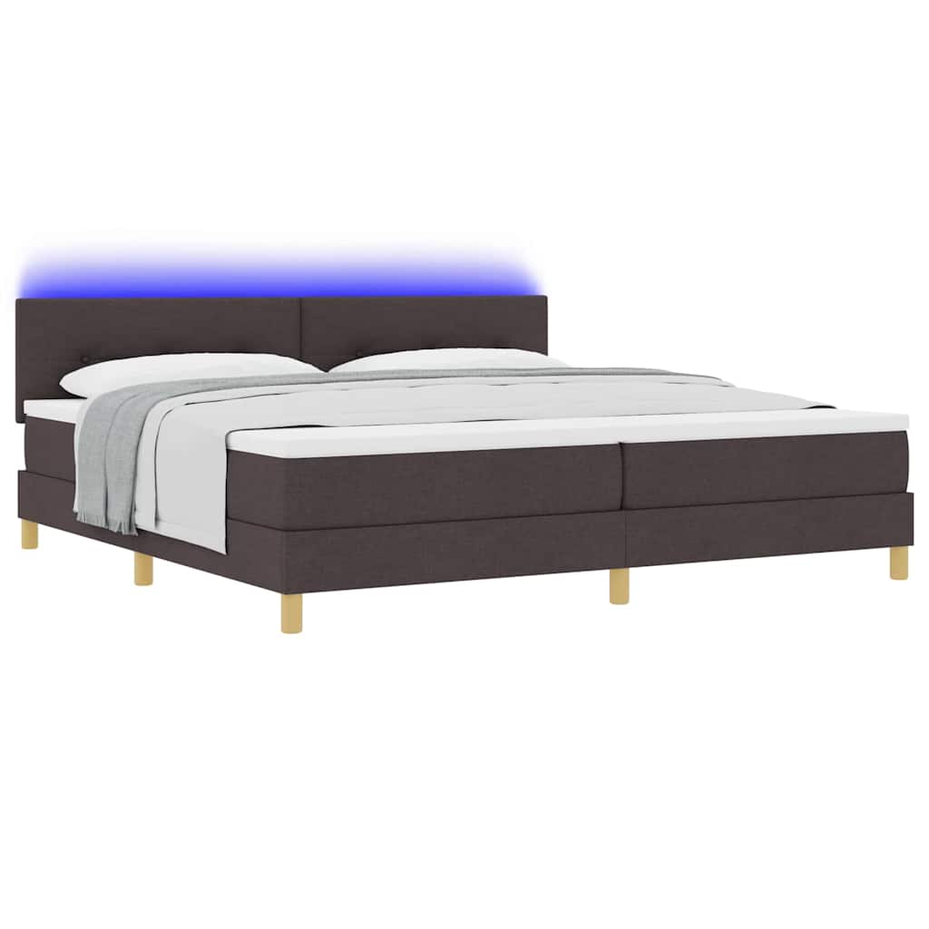 LED Box Spring Bed met hoofdeinde Donkerbruin 200 x 200 cm Stof