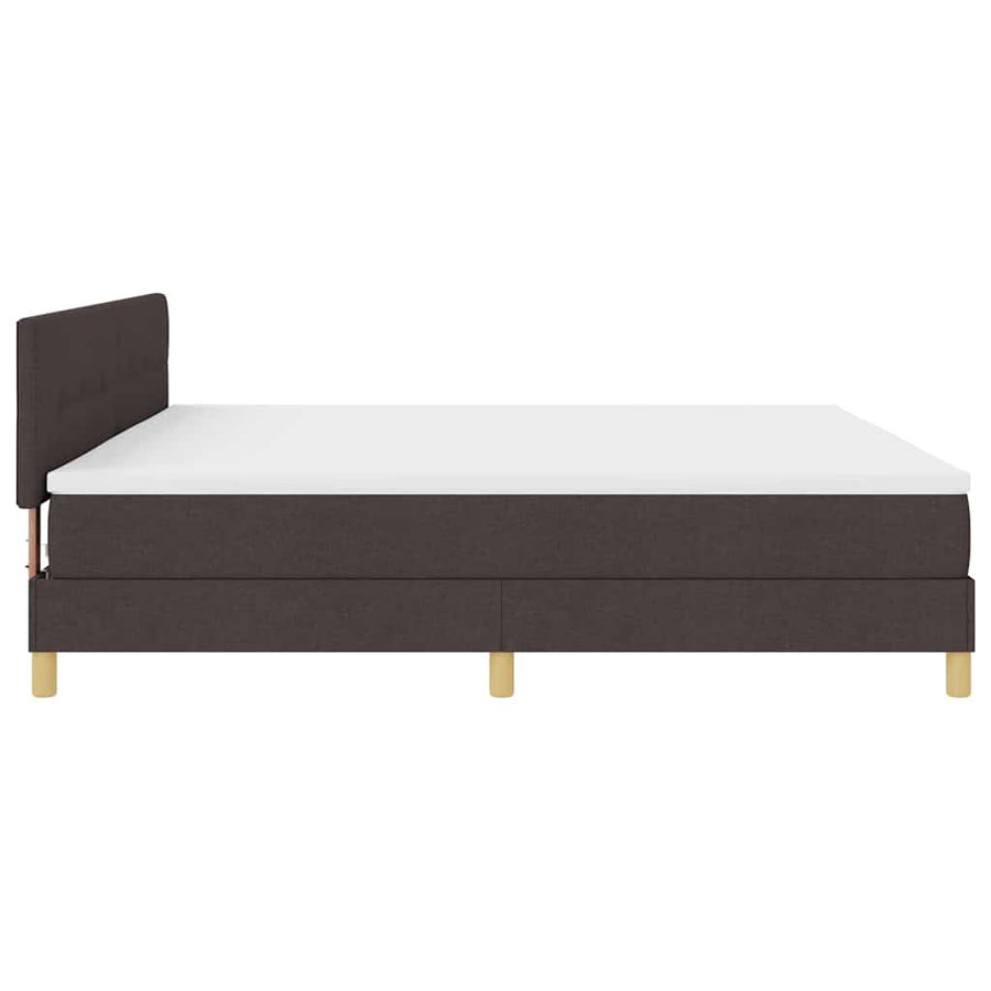 LED Box Spring Bed met hoofdeinde Donkerbruin 200 x 200 cm Stof