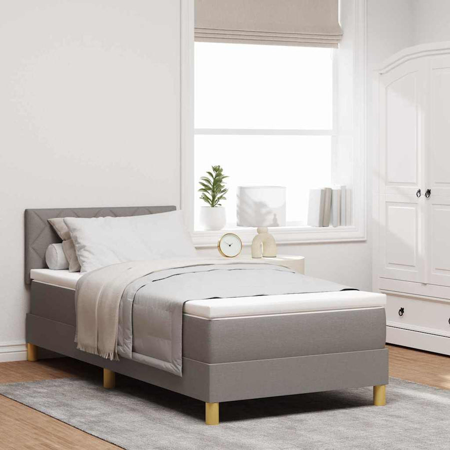 LED Box Spring Bed met matras met LED Taupe 90 x 190 cm Stof