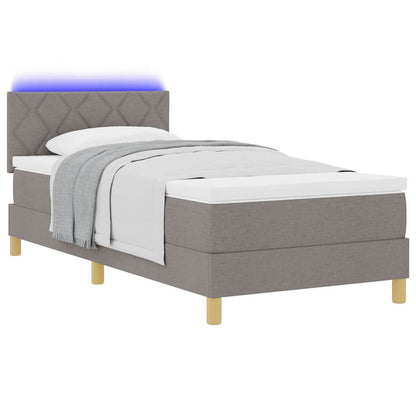 LED Box Spring Bed met matras met LED Taupe 90 x 190 cm Stof