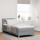 LED Boxspringbed 100x200 cm Lichtgrijs stof