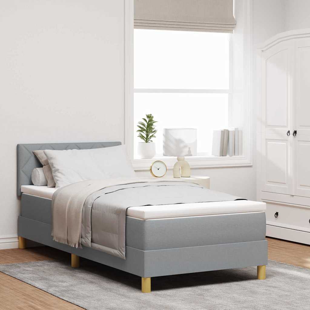 LED Box Spring Bed met hoofdeinde Lichtgrijs 100 x 200 cm Stof