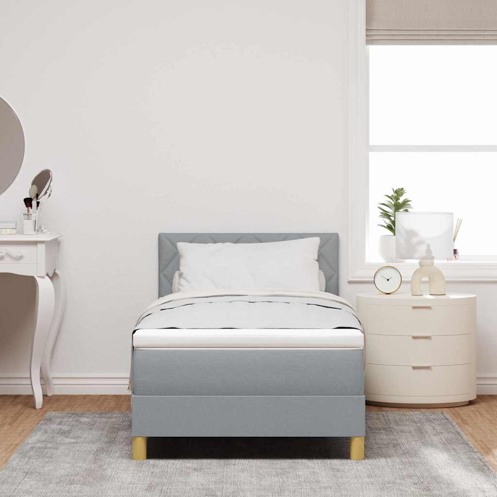 LED Box Spring Bed met hoofdeinde Lichtgrijs 100 x 200 cm Stof