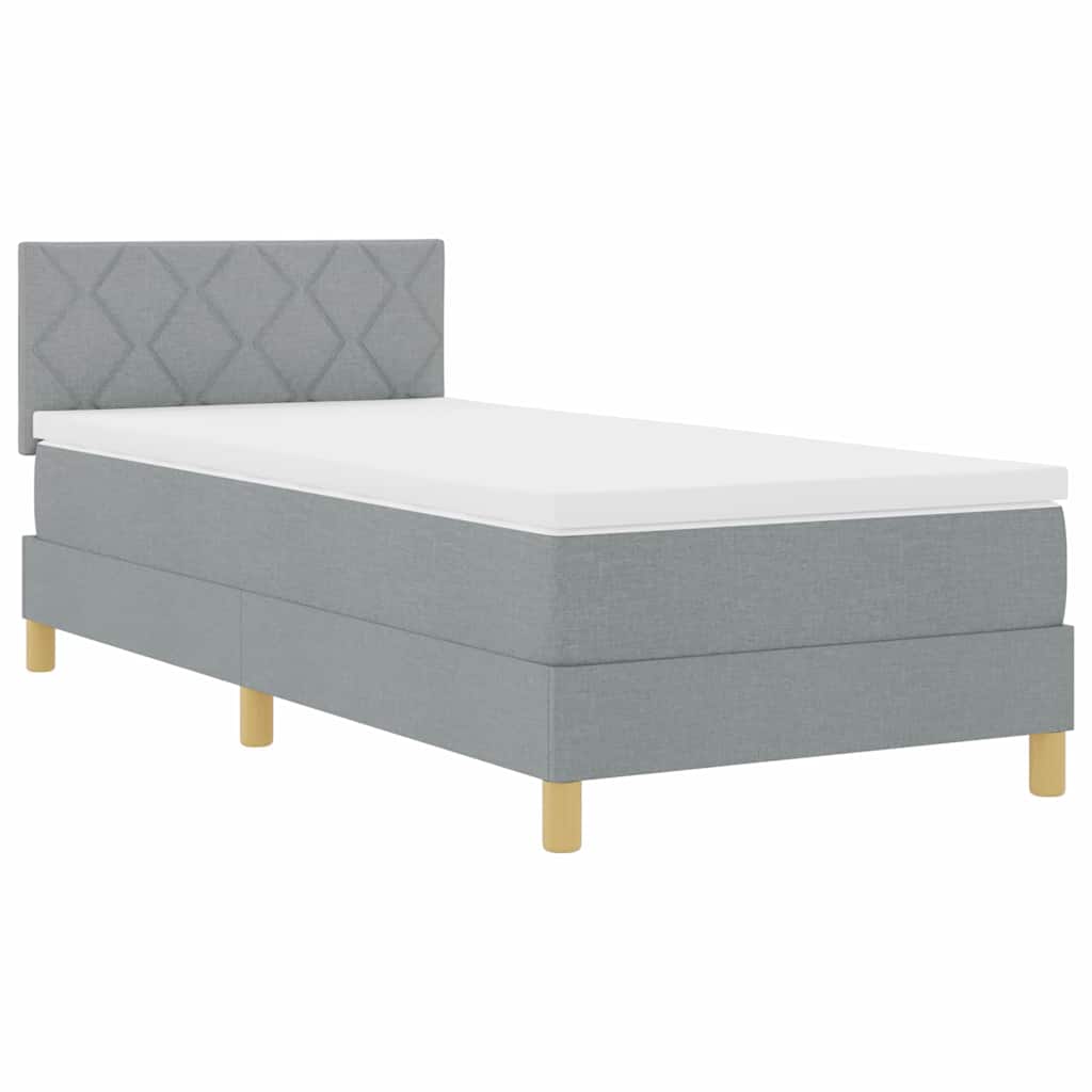 LED Box Spring Bed met hoofdeinde Lichtgrijs 100 x 200 cm Stof