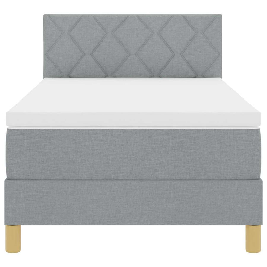 LED Box Spring Bed met hoofdeinde Lichtgrijs 100 x 200 cm Stof