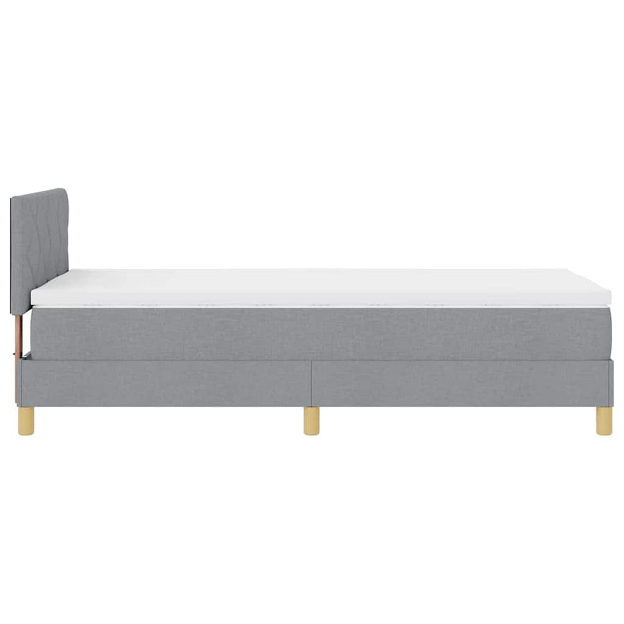 LED Box Spring Bed met hoofdeinde Lichtgrijs 100 x 200 cm Stof