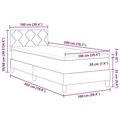 LED Box Spring Bed met hoofdeinde Lichtgrijs 100 x 200 cm Stof