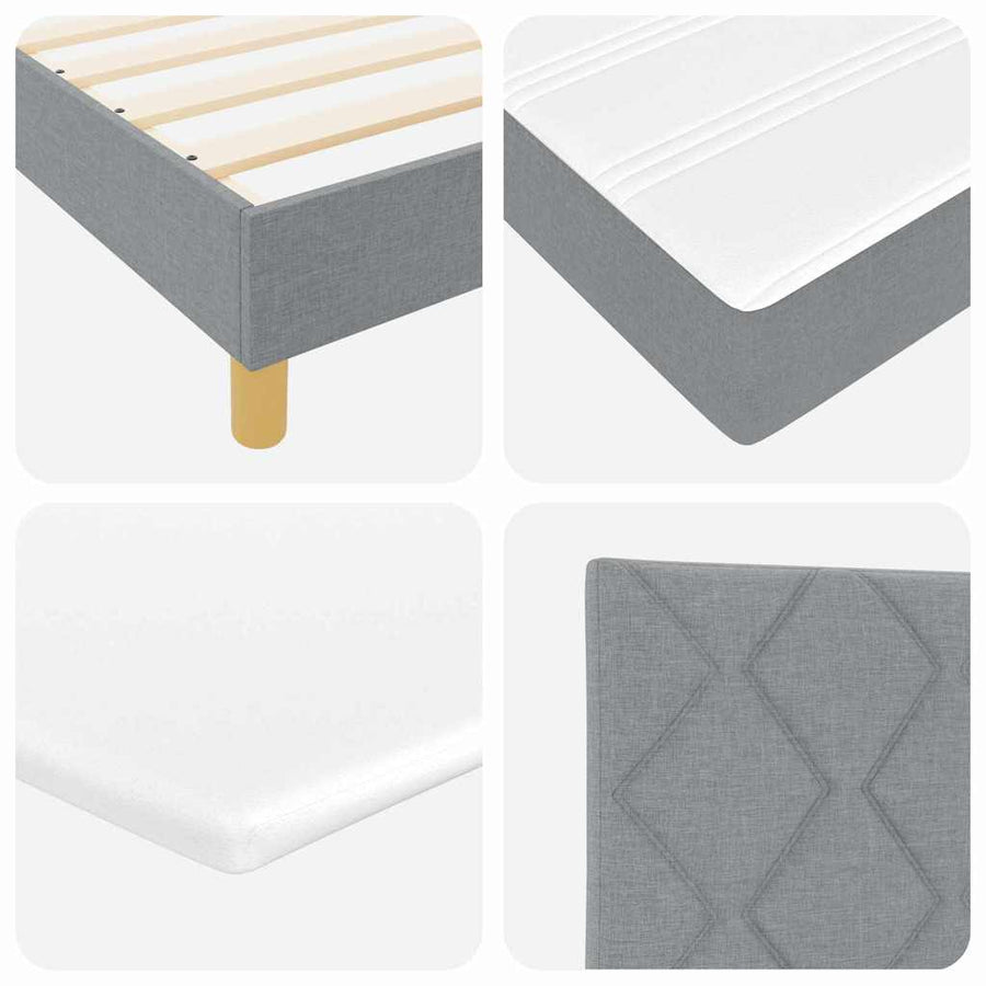 LED Box Spring Bed met hoofdeinde Lichtgrijs 120 x 190 cm Stof