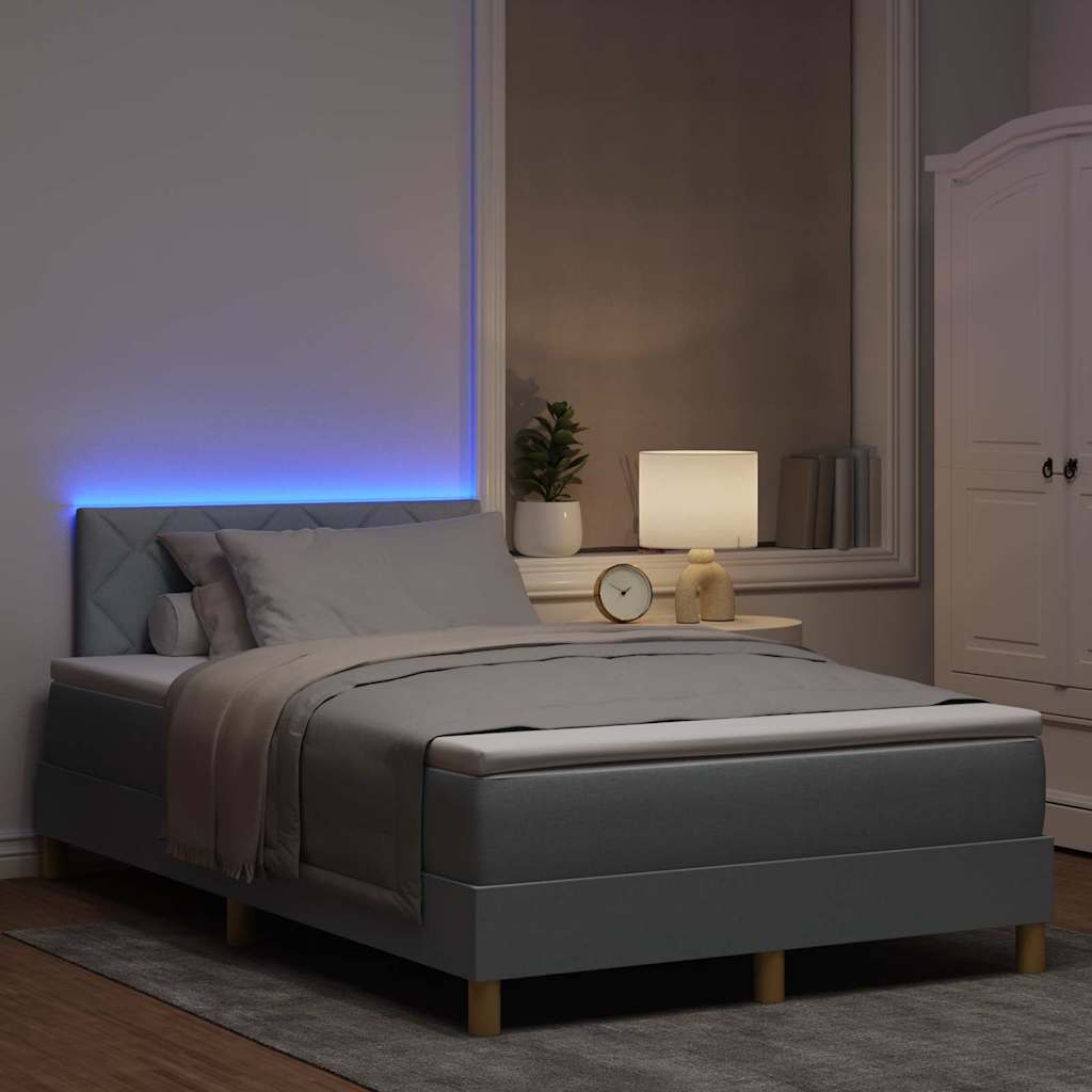 LED Box Spring Bed met hoofdeinde Lichtgrijs 120 x 190 cm Stof