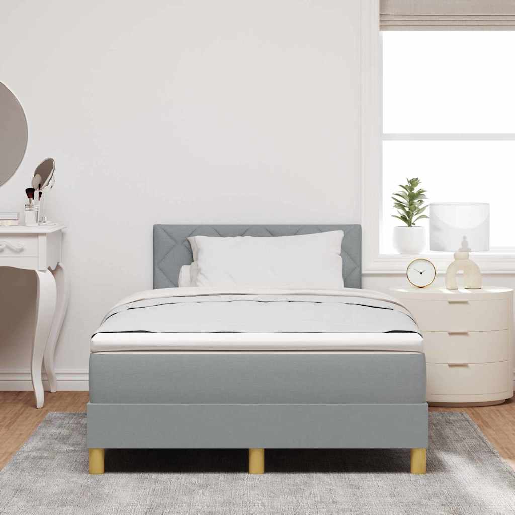 LED Box Spring Bed met hoofdeinde Lichtgrijs 120 x 190 cm Stof