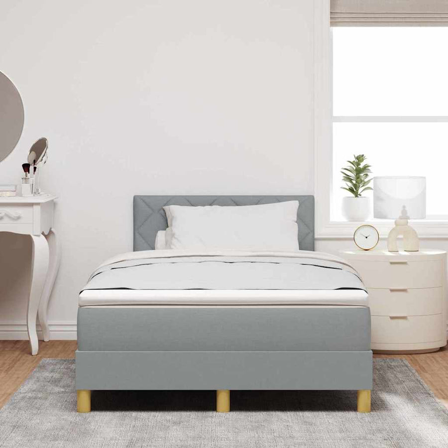 LED Box Spring Bed met hoofdeinde Lichtgrijs 120 x 190 cm Stof