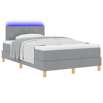 LED Box Spring Bed met hoofdeinde Lichtgrijs 120 x 190 cm Stof