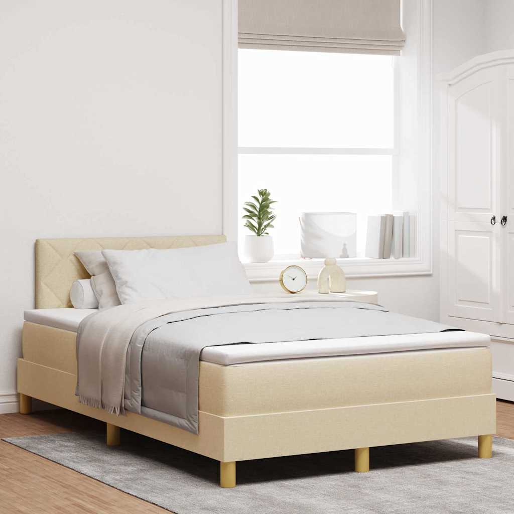 LED Box Spring Bed met kussen Crème 120 x 190 cm Stof