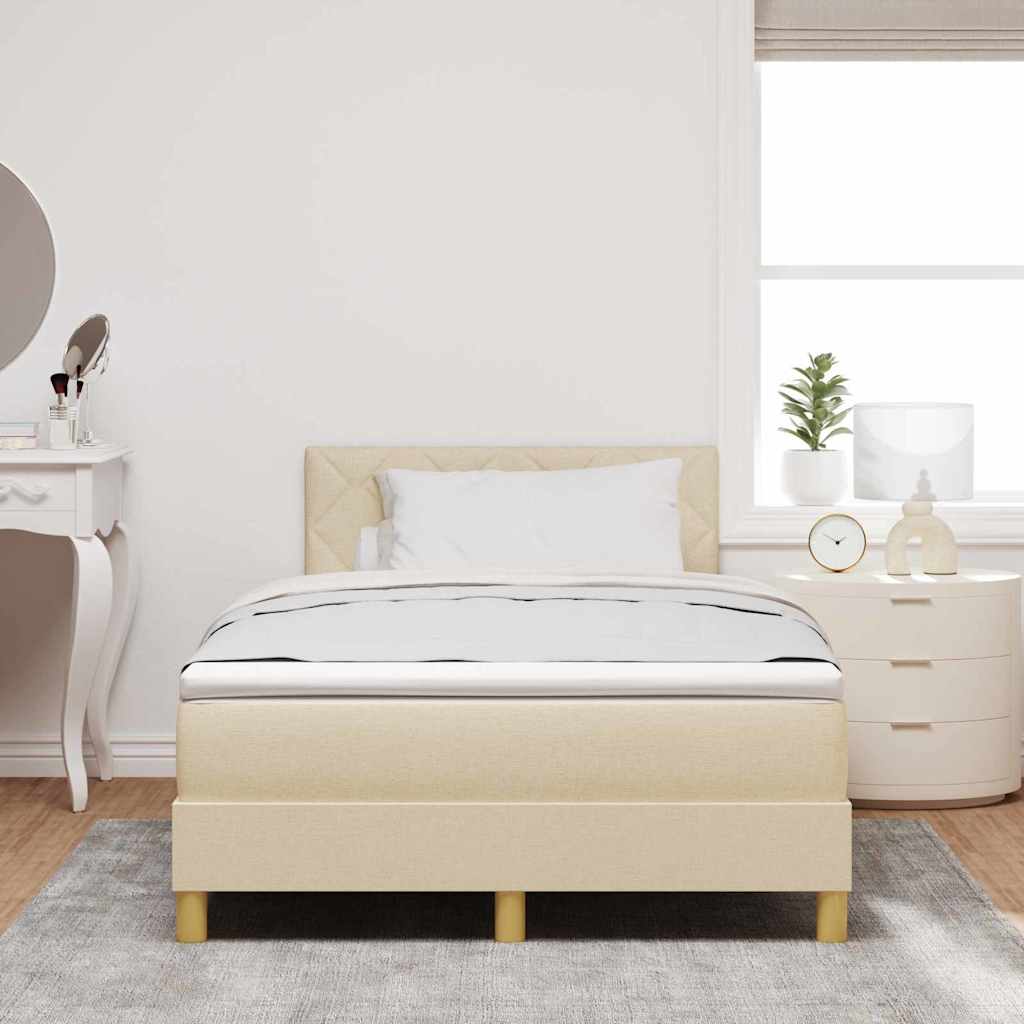 LED Box Spring Bed met kussen Crème 120 x 190 cm Stof