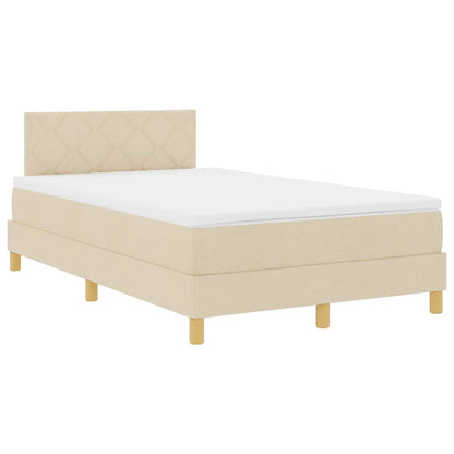 LED Box Spring Bed met kussen Crème 120 x 190 cm Stof