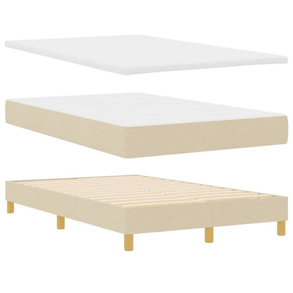 LED Box Spring Bed met kussen Crème 120 x 190 cm Stof