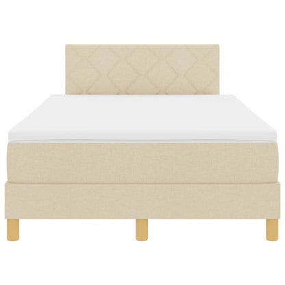LED Box Spring Bed met kussen Crème 120 x 190 cm Stof