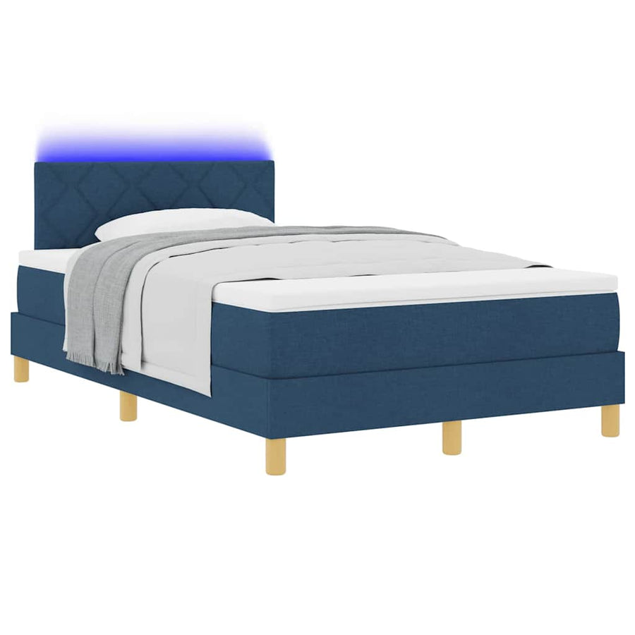 LED Box Spring Bed met matras met LED Blauw 120 x 190 cm Stof