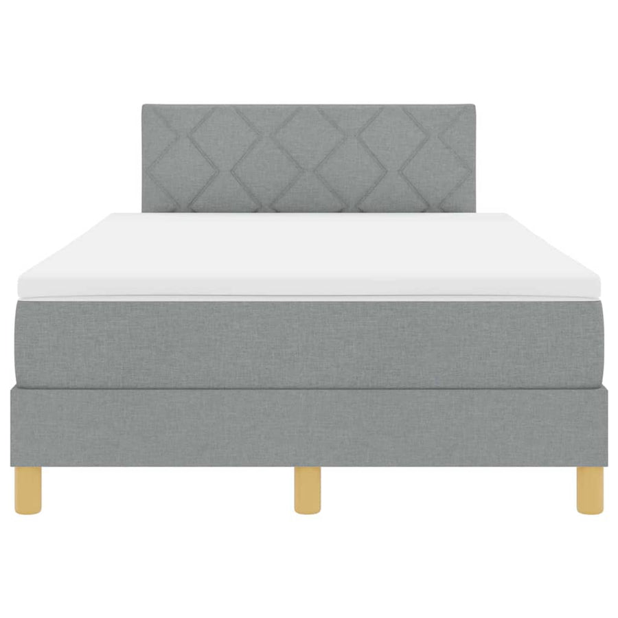 LED Box Spring Bed met kussen Lichtgrijs 120 x 200 cm Stof