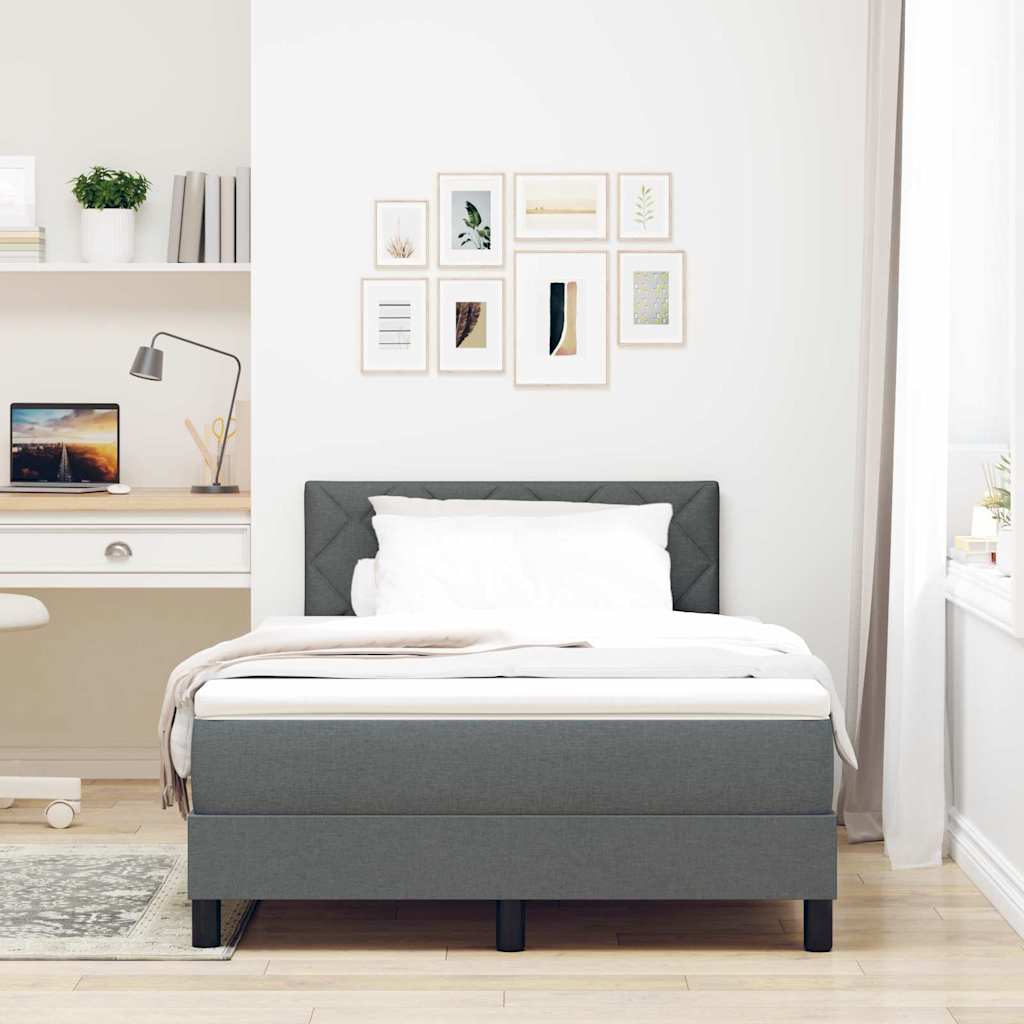 LED Box Spring Bed met matras Donkergrijs 120 x 200 cm Stof