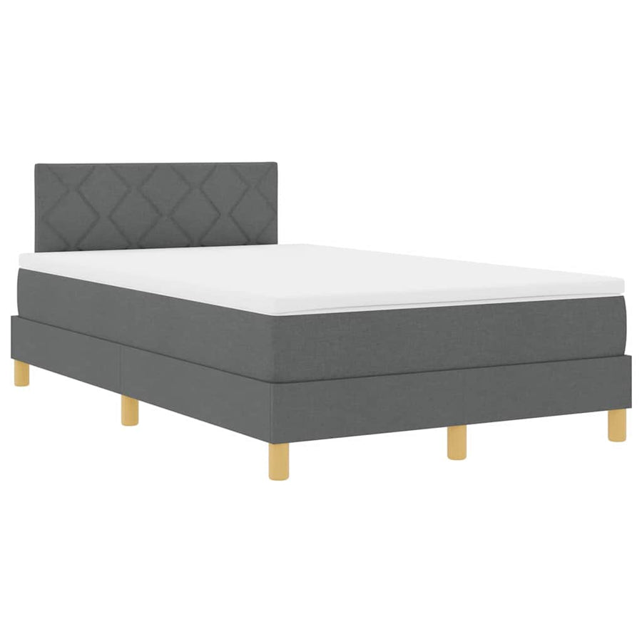 LED Box Spring Bed met matras Donkergrijs 120 x 200 cm Stof