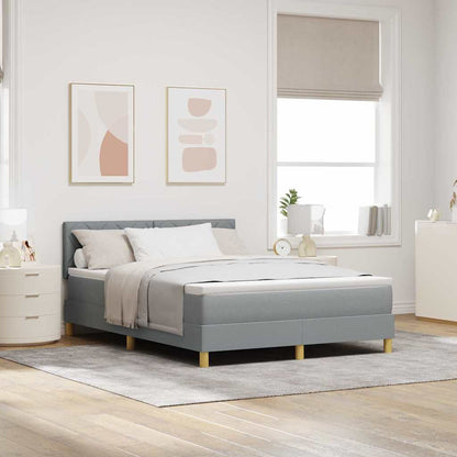 LED Box Spring Bed met hoofdeinde Lichtgrijs 140 x 190 cm Stof