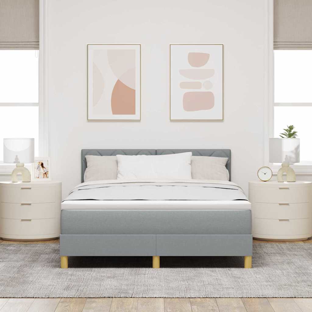 LED Box Spring Bed met hoofdeinde Lichtgrijs 140 x 190 cm Stof