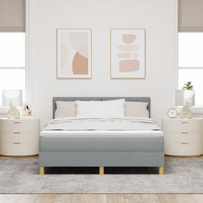 LED Box Spring Bed met hoofdeinde Lichtgrijs 140 x 190 cm Stof