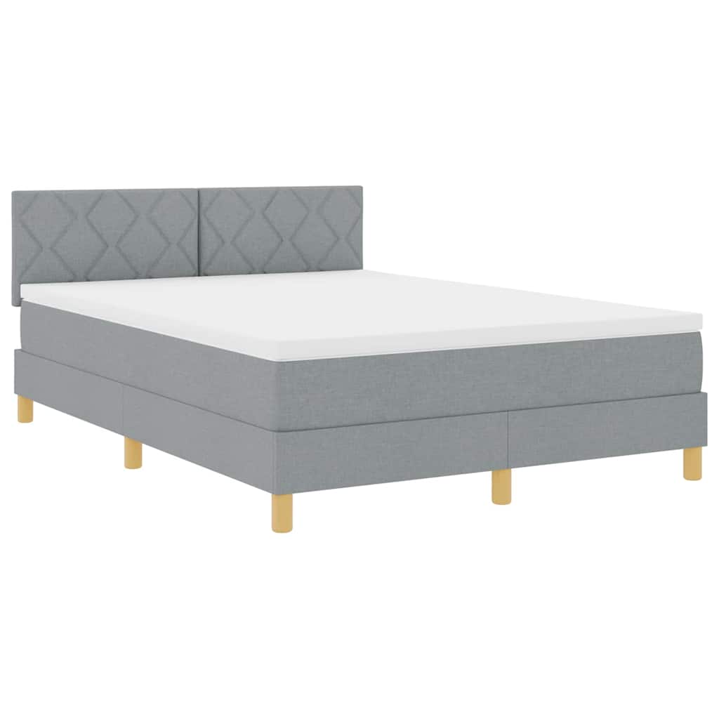 LED Box Spring Bed met hoofdeinde Lichtgrijs 140 x 190 cm Stof